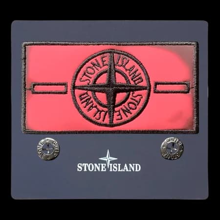 Rear view of rose red thermal badge